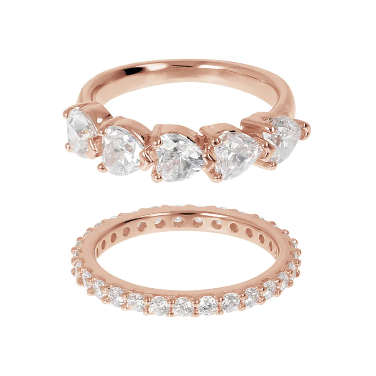 Set di Anelli Bronzallure con Cuori in Cubic Zirconia