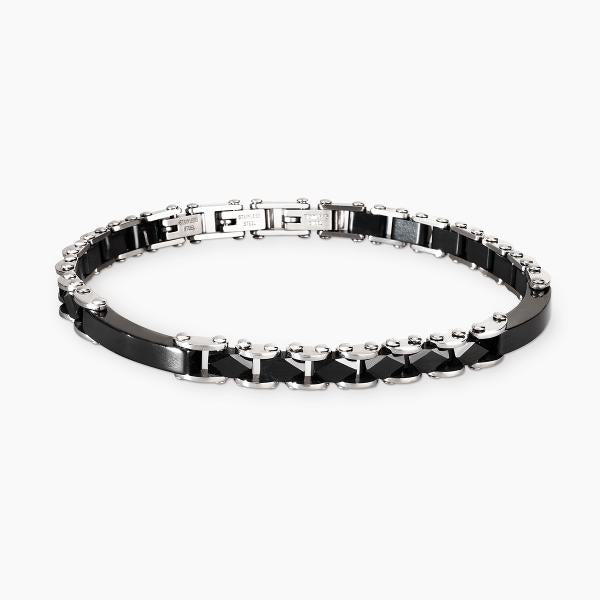 Bracciale 2Jewels uomo maglia e ceramica nera