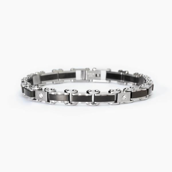 Bracciale 2Jewels uomo Maglia gunmetal e cristalli