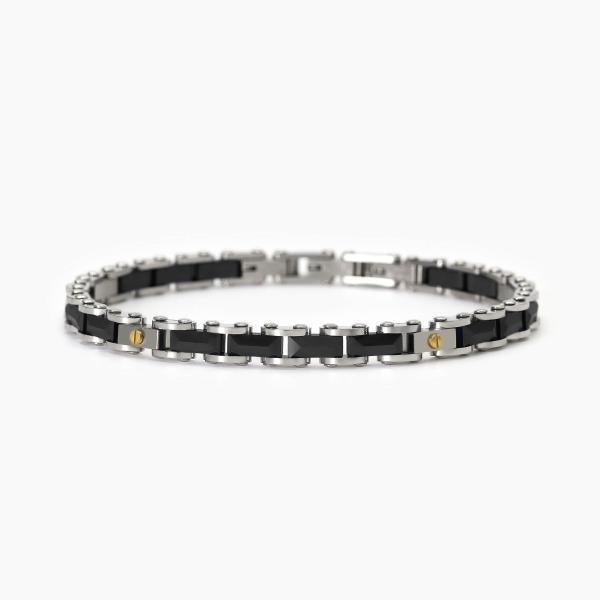 Bracciale 2Jewels uomo Maglia e ceramica nera
