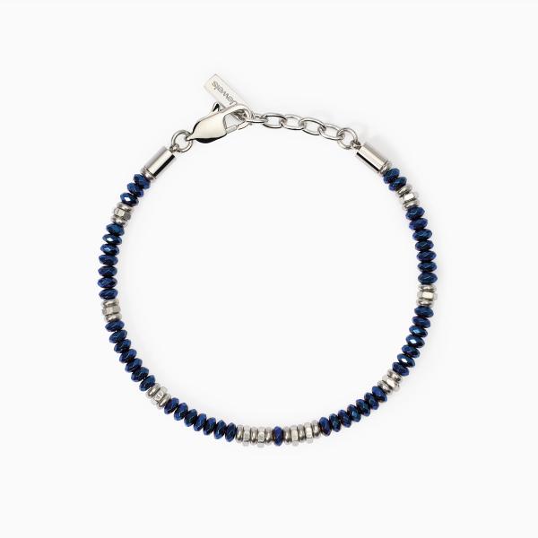 Bracciale 2Jewels uomo dischetti diamantati ematite blu
