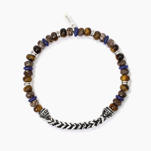 Bracciale 2Jewels uomo catena e pietre occhio di tigre