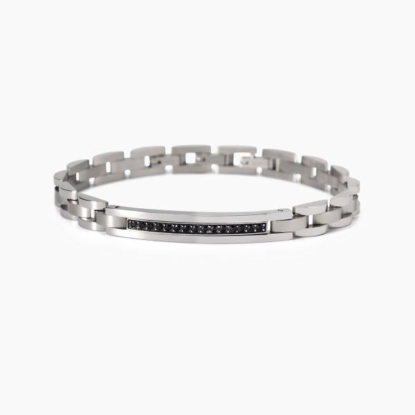 Bracciale 2Jewels uomo Catena a maglie e cristalli neri