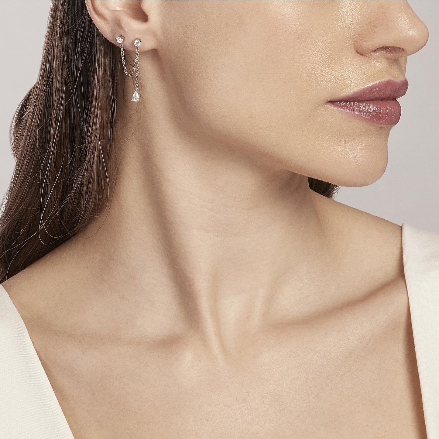 Mono orecchino Mabina donna Punto luce rosè doppio foro