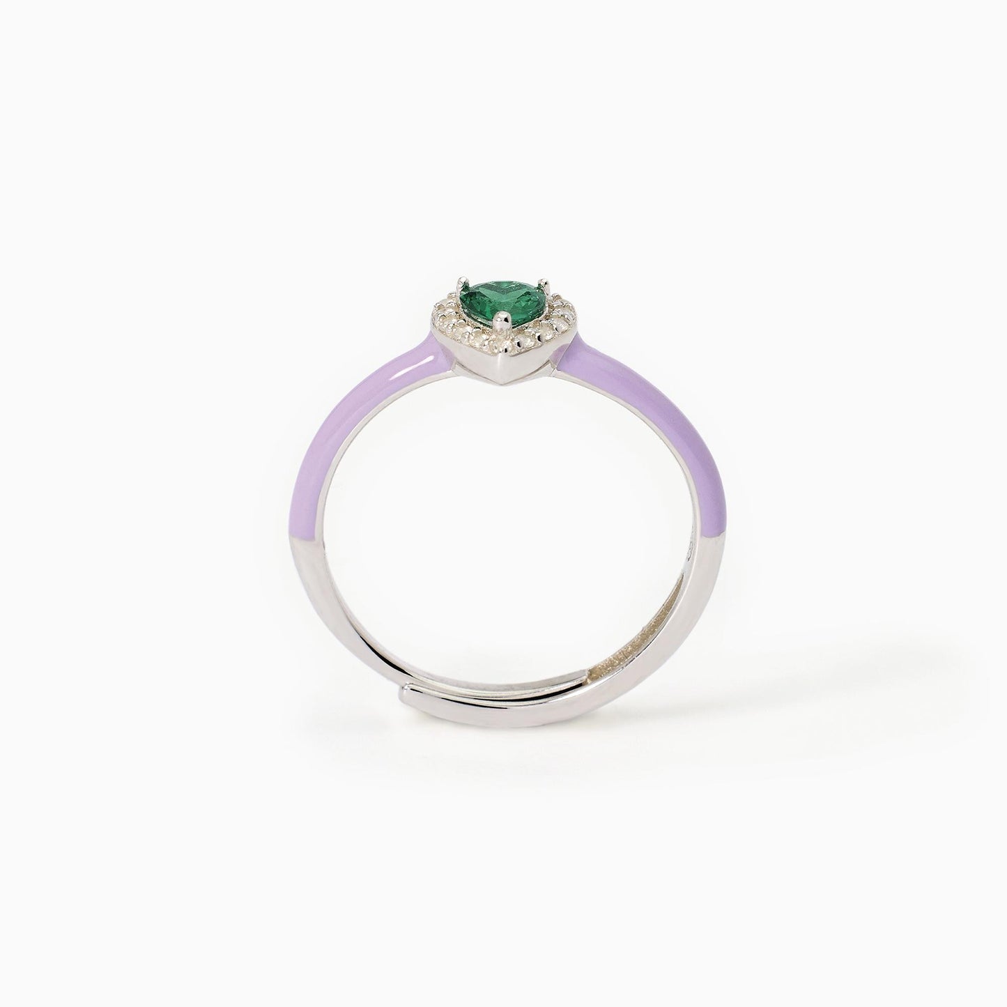 Anello Mabina donna Smalto viola e cuore smeraldo Love affair