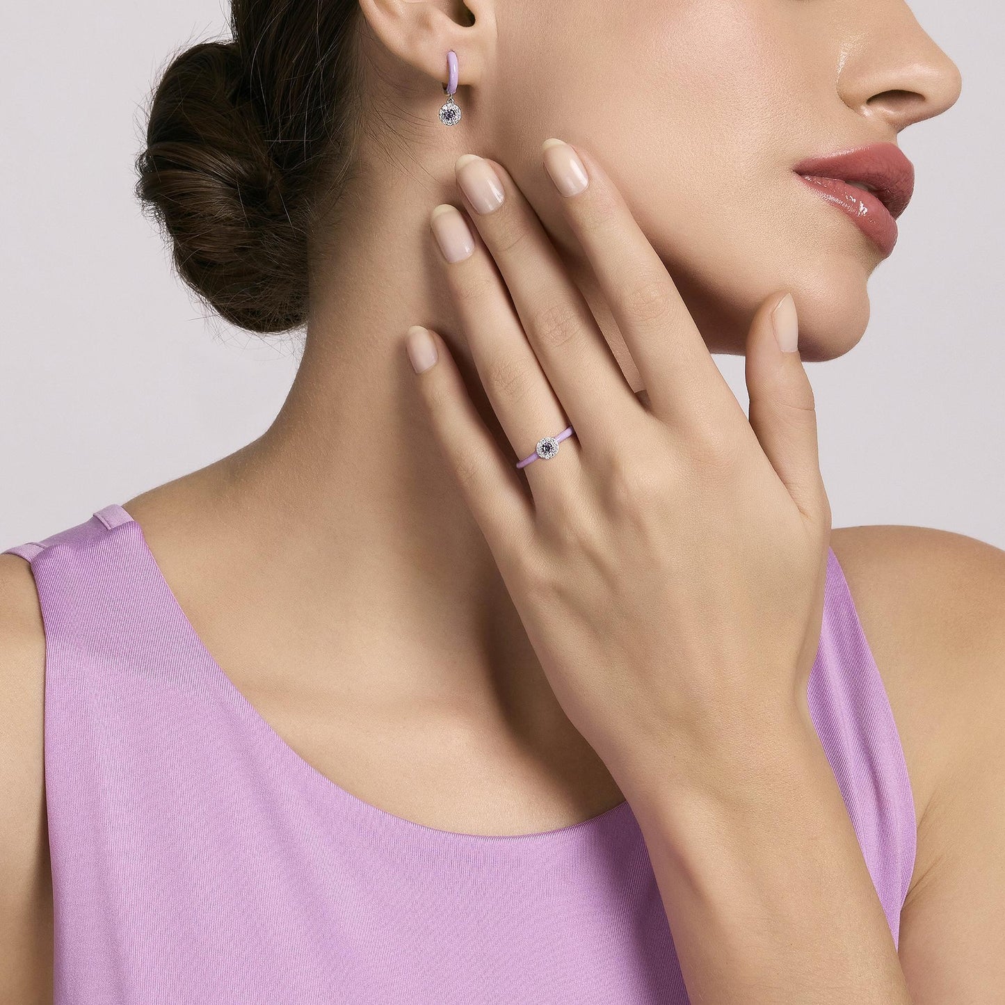 Anello Mabina donna Smalto viola e ametista Milanesienne