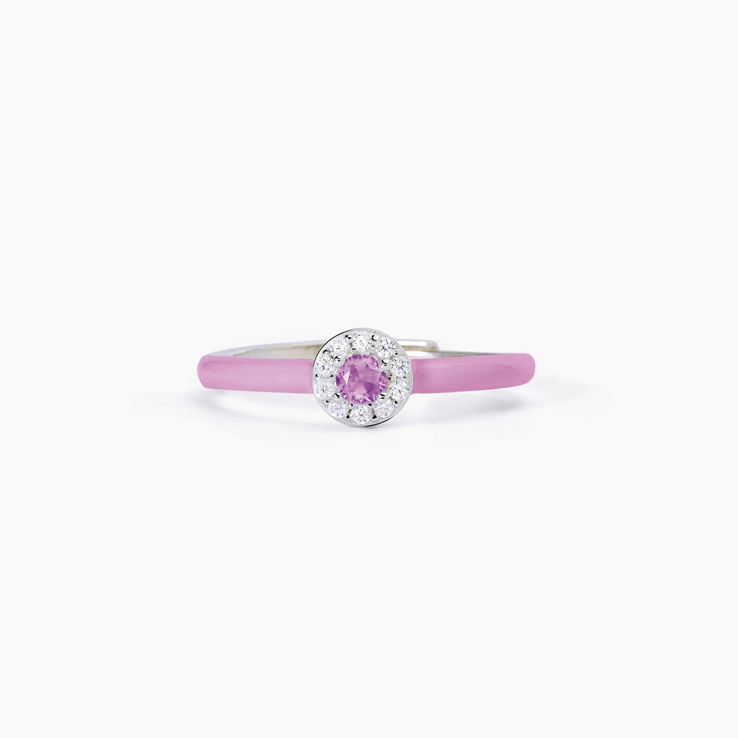 Anello Mabina donna Smalto rosa e zircone rosa Milanesienne