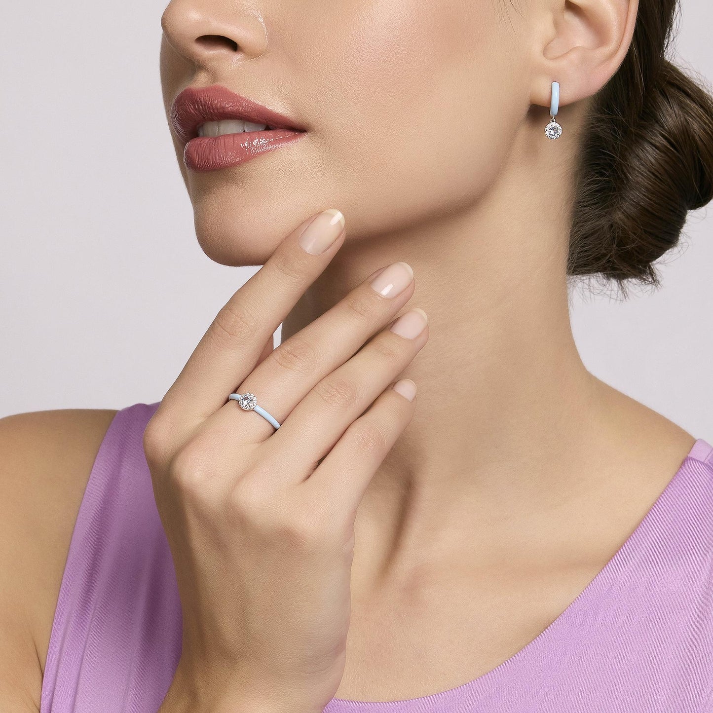 Anello Mabina donna Smalto azzurro e acquamarina Milanesienne