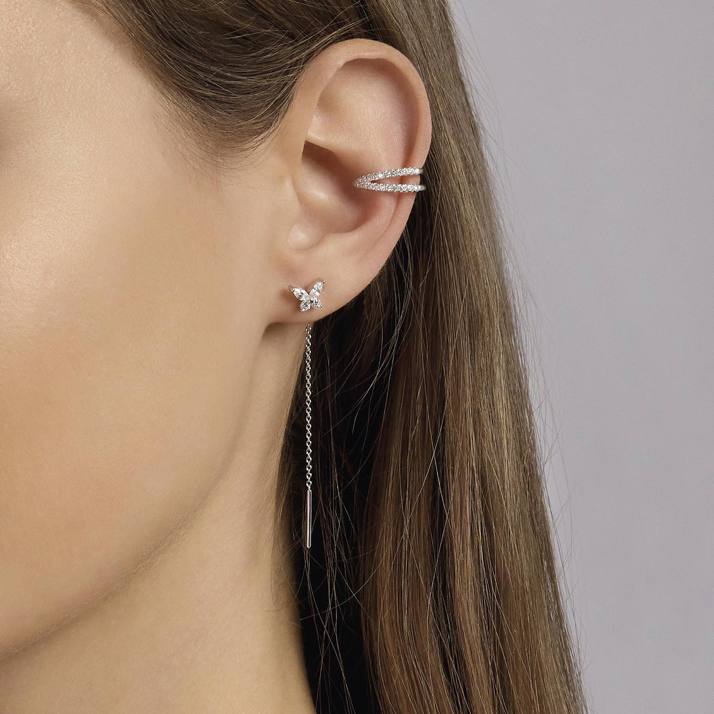 Earcuff Mabina donna Goccia doppio cerchio con zirconi