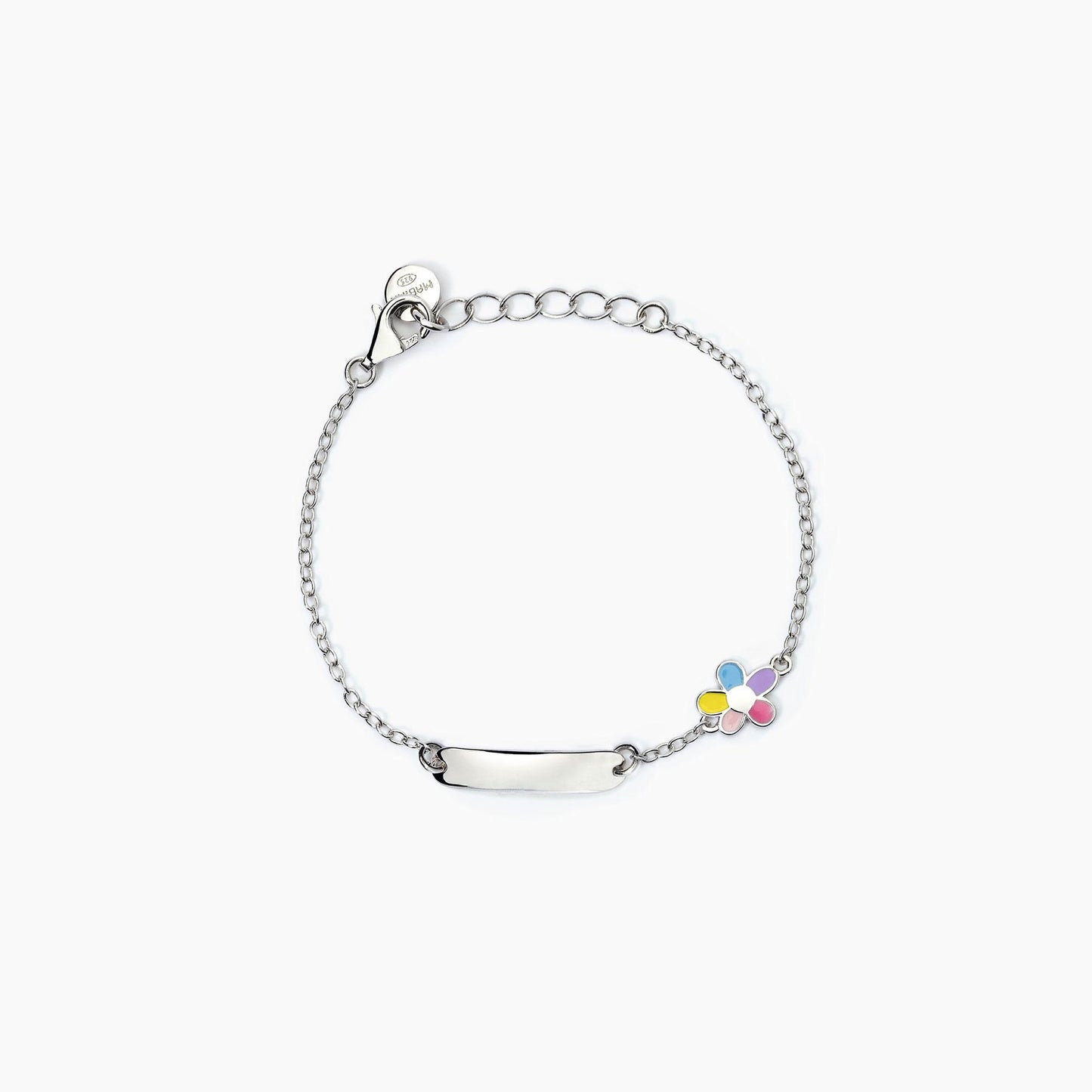 Bracciale Mabina Junior Bimba Fiore smaltato e targhetta incidibile