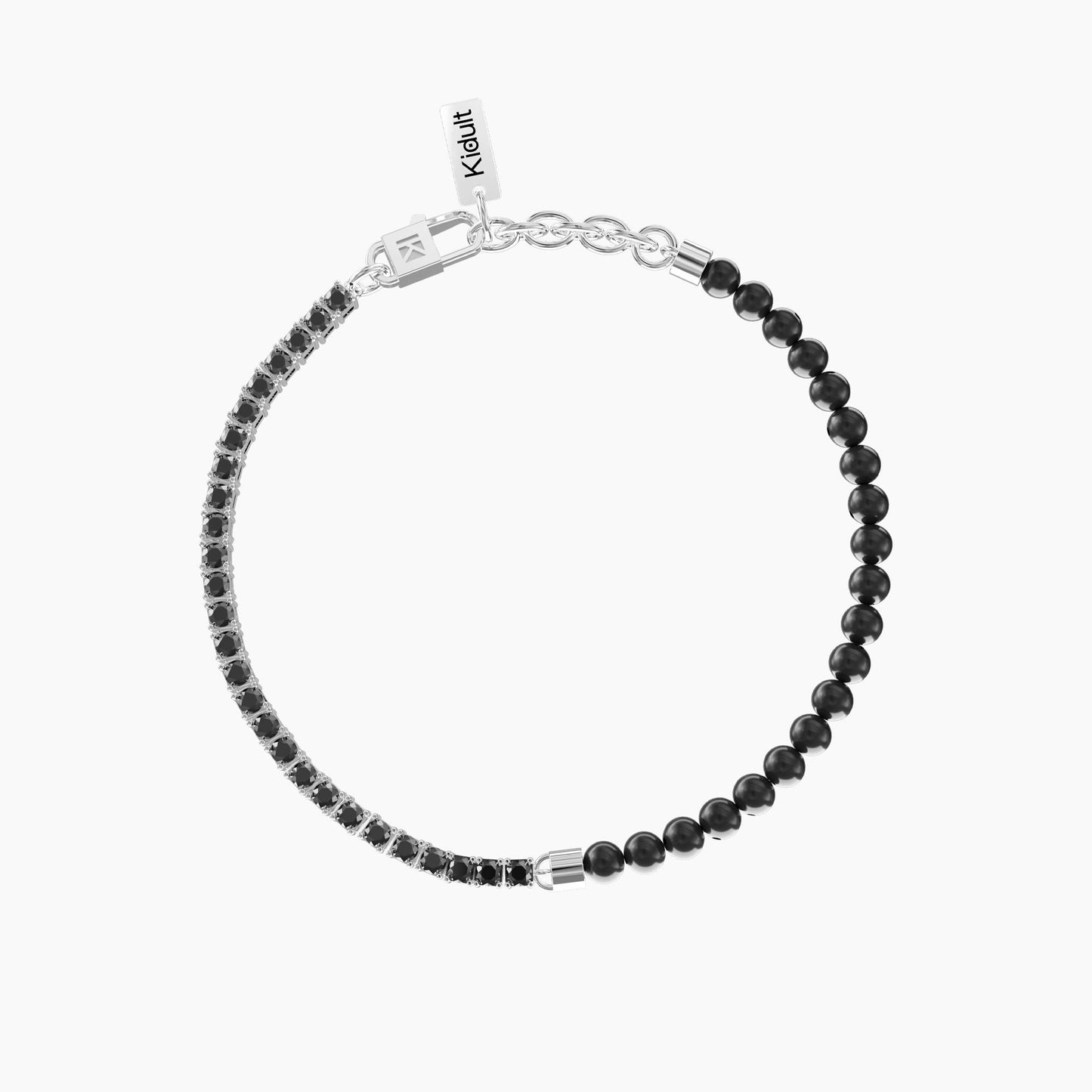 Bracciale Kidult uomo Be different Tennis zirconi e agata nera