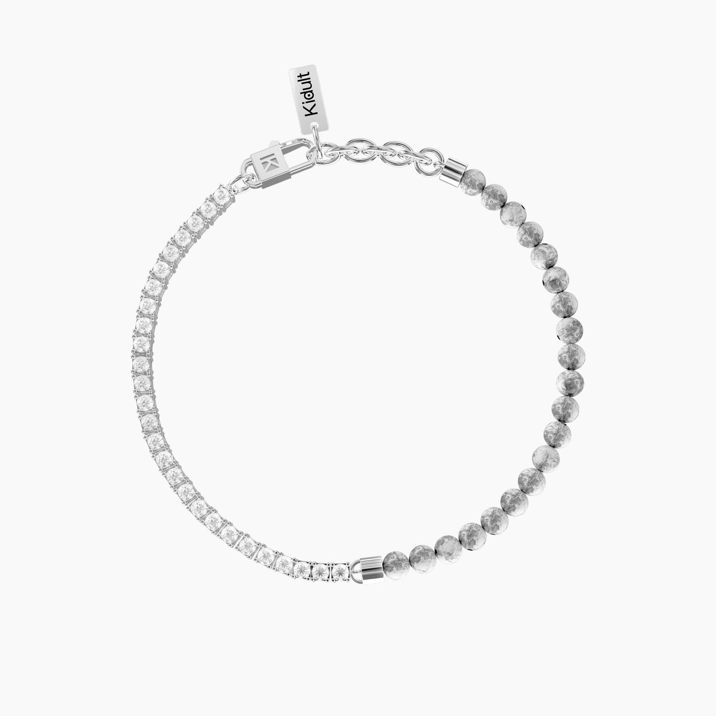 Bracciale Kidult uomo Be different Tennis zirconi e agata grigia