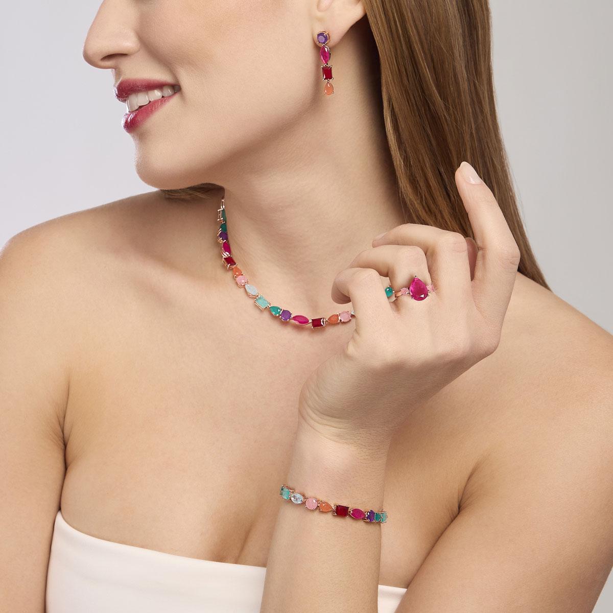 Anello Mabina donna Santorini Goccia rosso amaranto