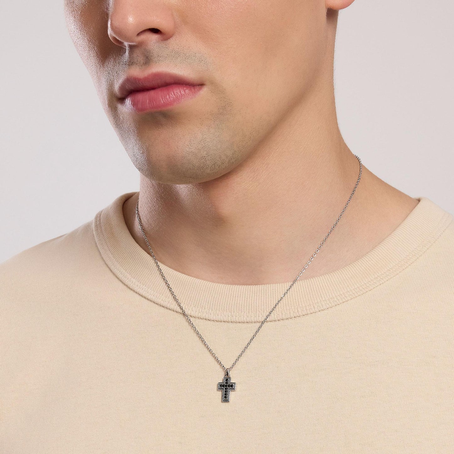 Collana Mabina uomo crocettina zirconata