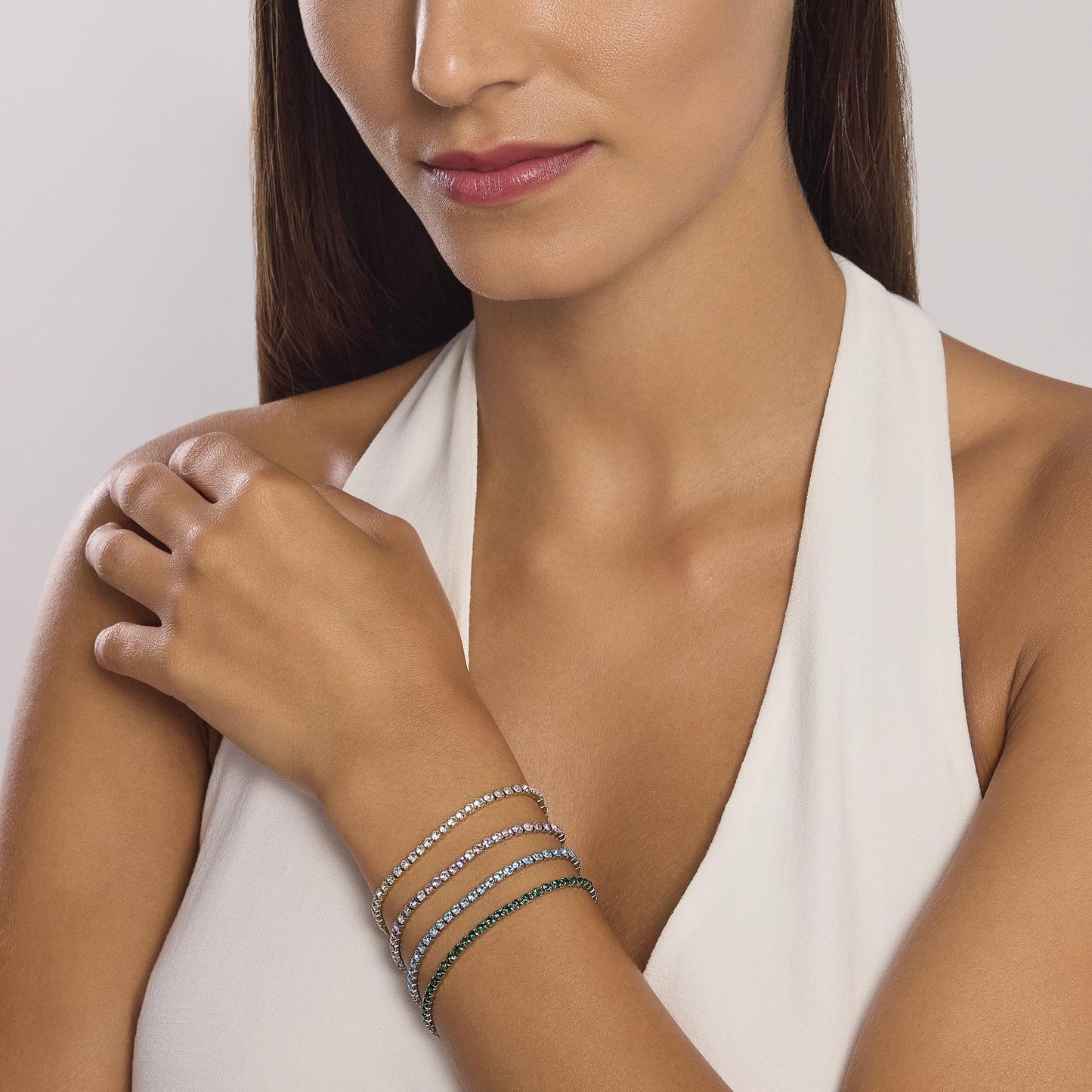 Bracciale Kidult Style 11 Tennis con cristalli azzurri