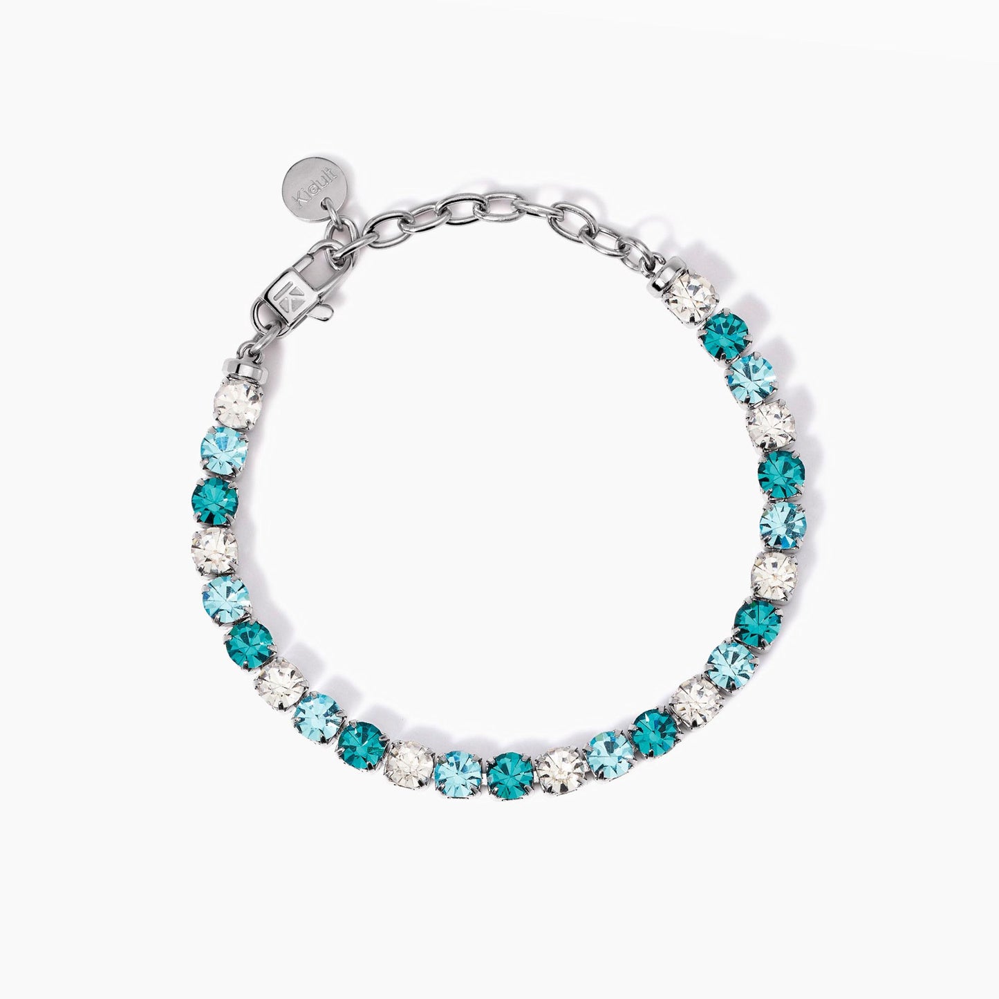 Bracciale Kidult Style 12 Tennis cristalli bianchi e azzurri big