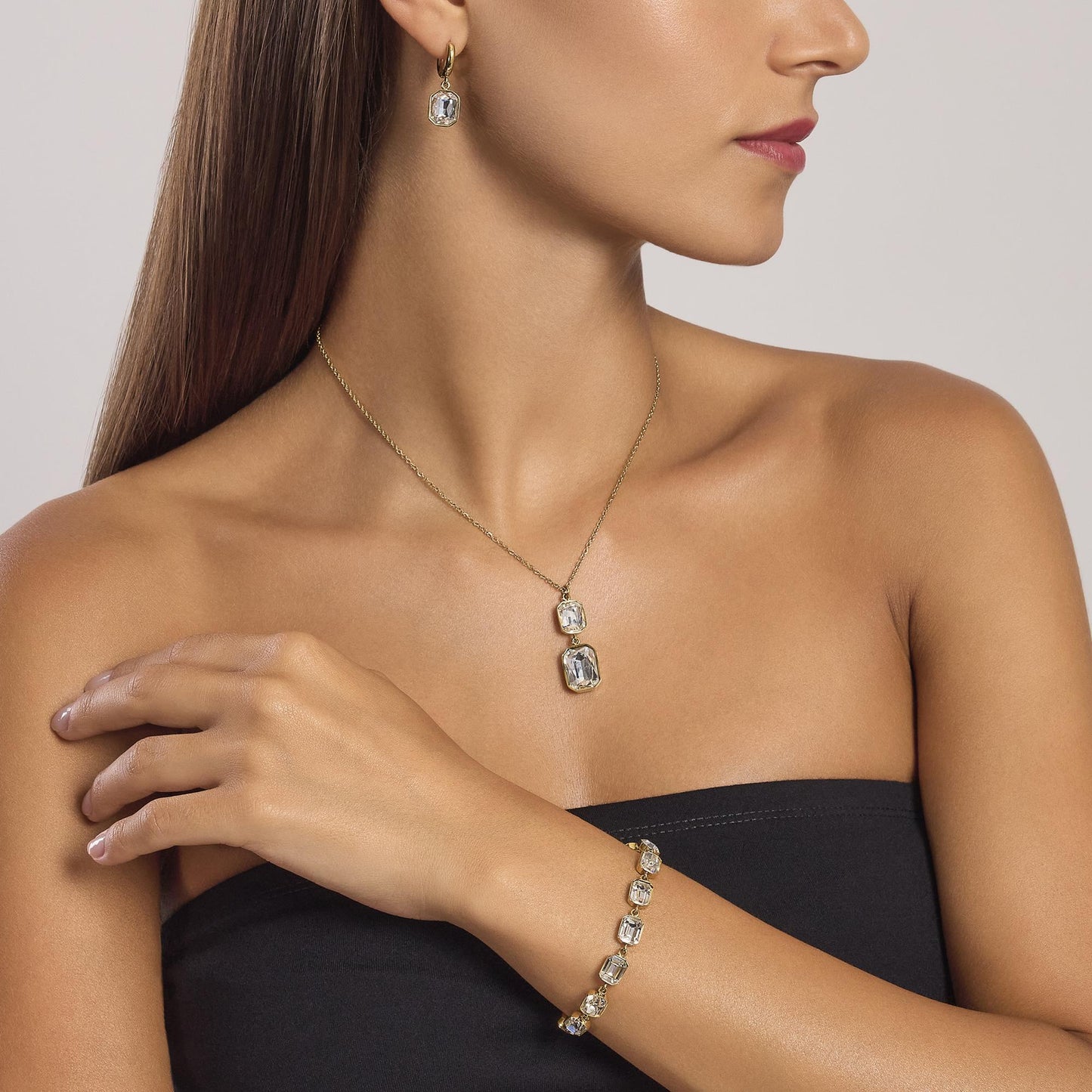 Collana Kidult Style 01 Cristalli baguette gold