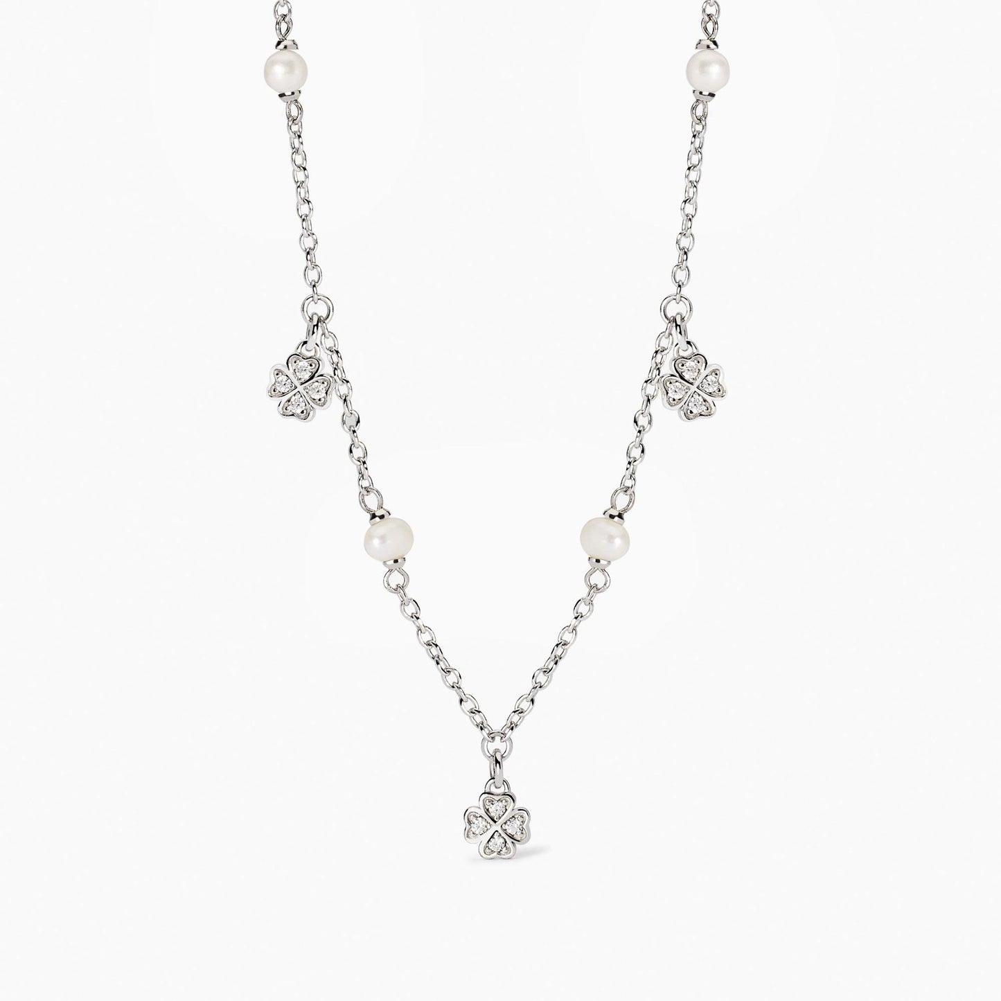 Collana Mabina donna Quadrifogli e perle