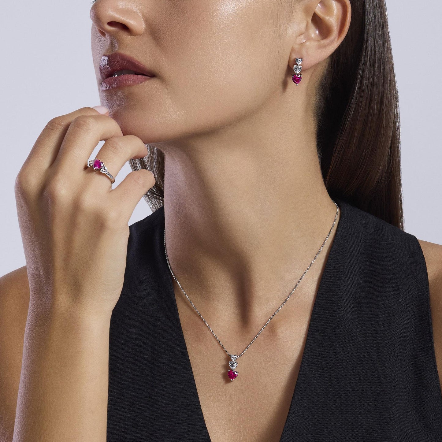 Collana Mabina donna Tris di cuori