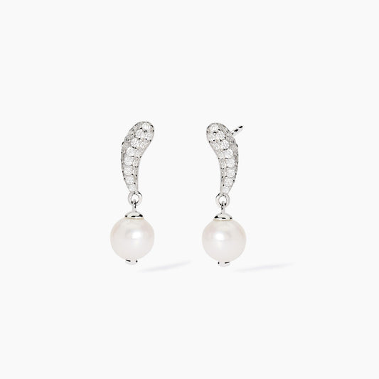 Orecchini Mabina donna Pavè di zirconi e perla coltivato