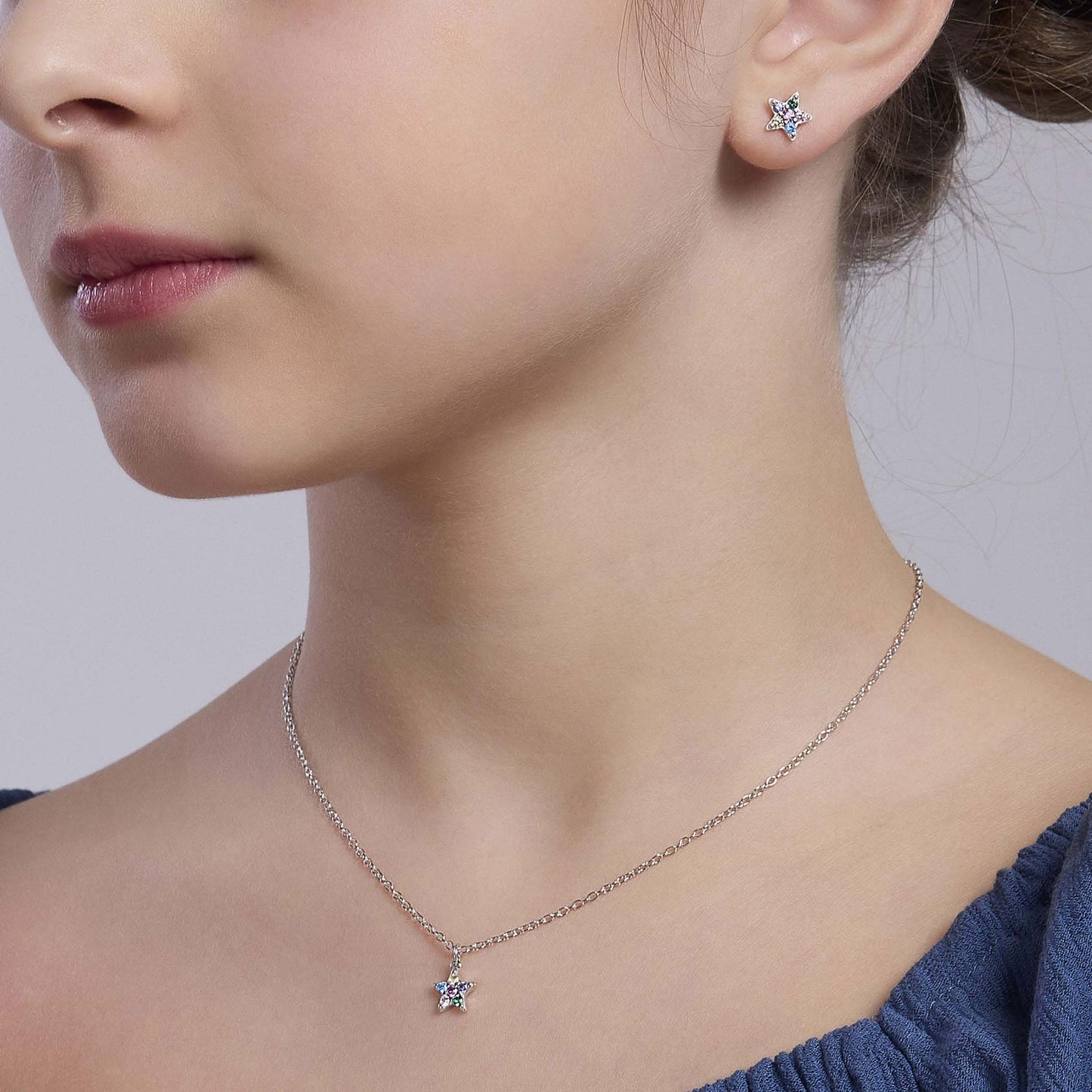 Collana Mabina Junior Stellina con zirconi multicolor