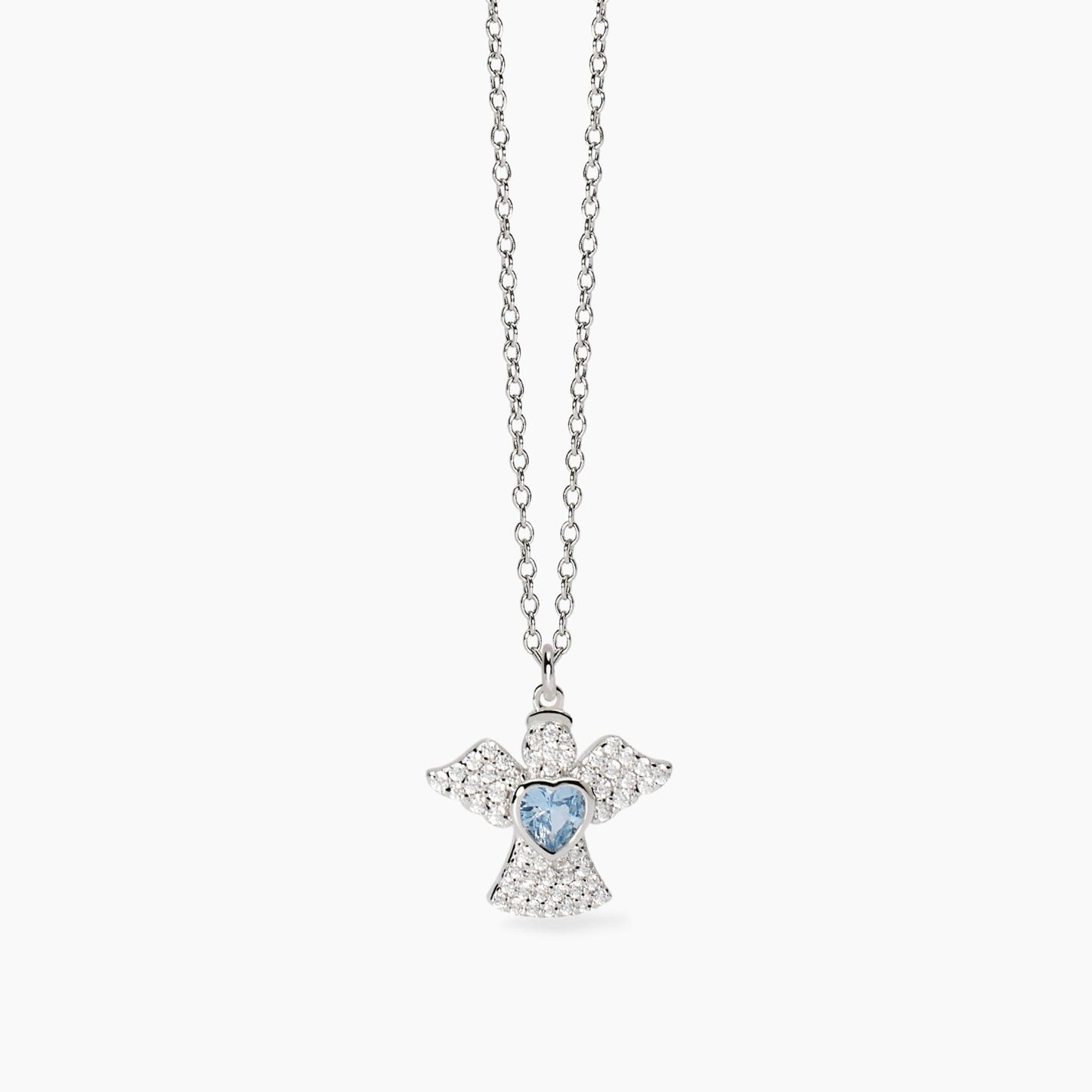 Collana Mabina donna Angelo con cuoricino acquamarina