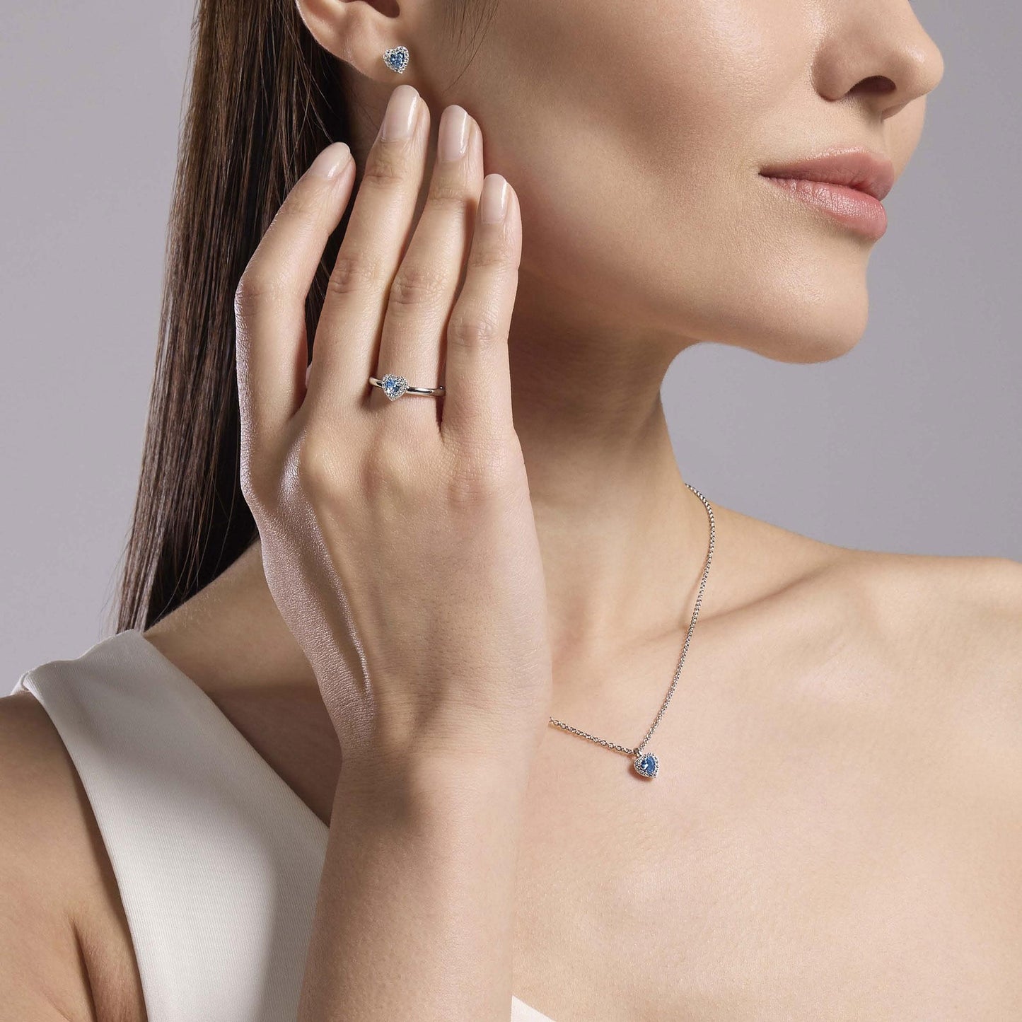 Collana Mabina donna Cuore acquamarina