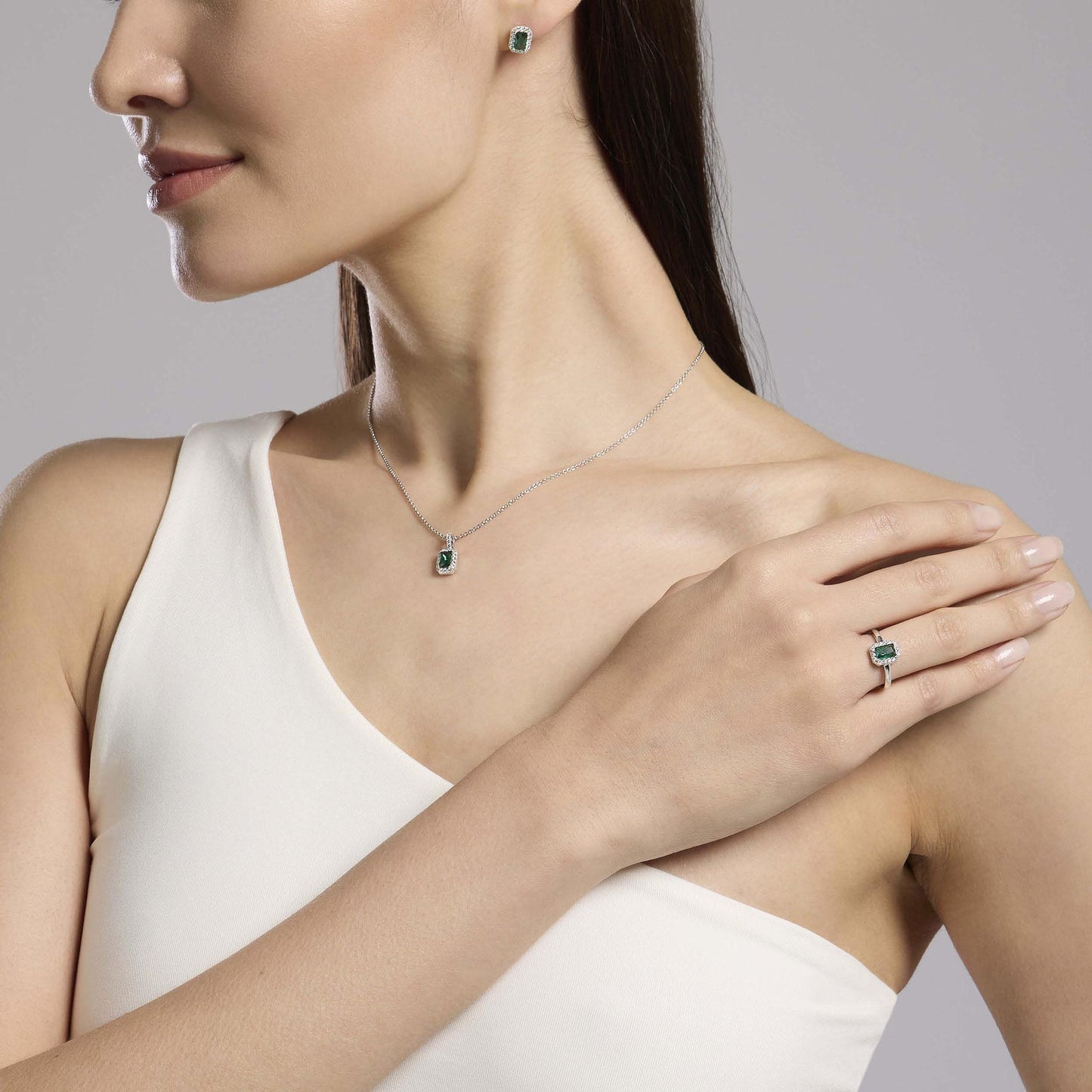Collana Mabina donna Baguette smeraldo