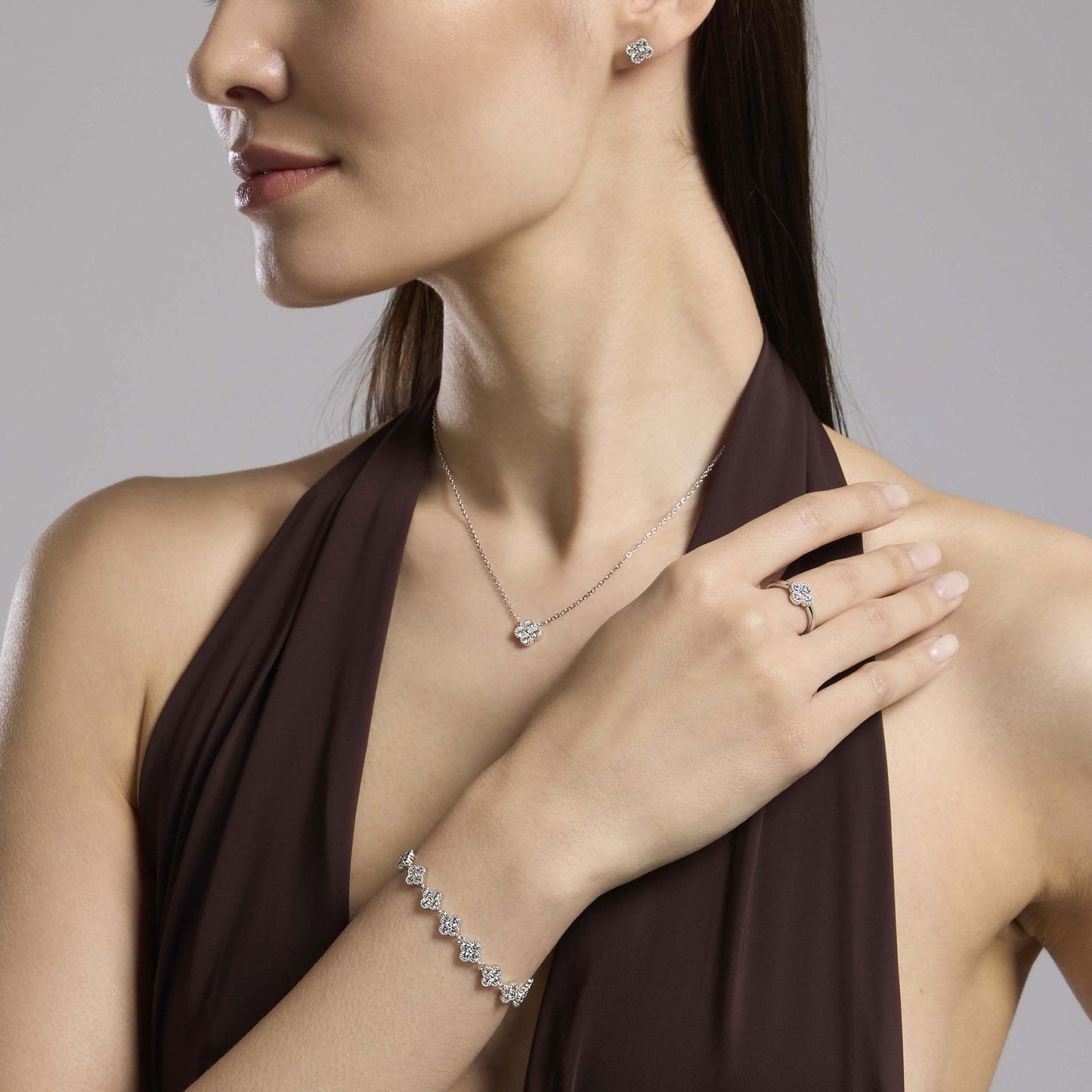 Orecchini Mabina donna Fiore zirconi bianchi