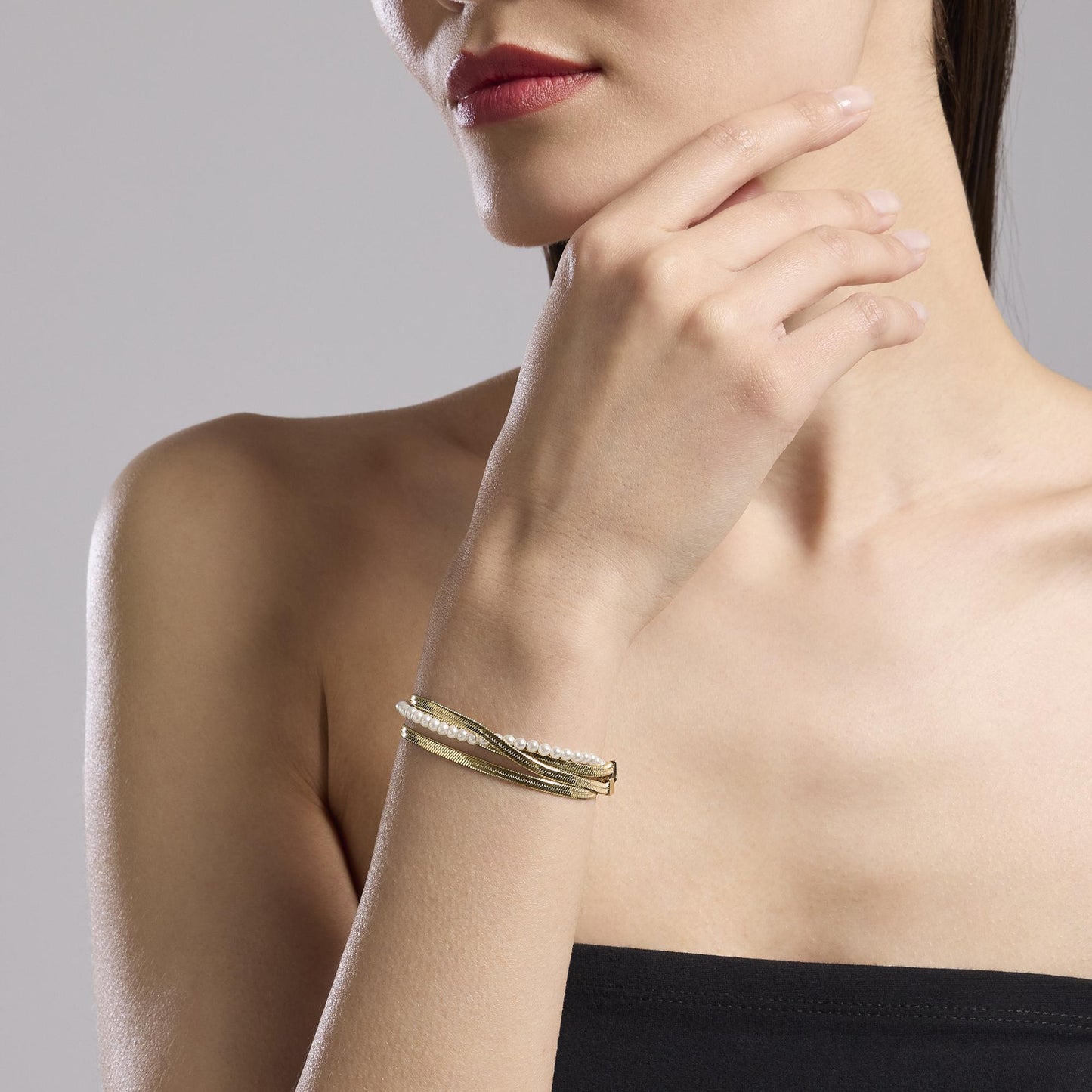 Bracciale Kidult Style 14 Catena e perle conchiglia gold