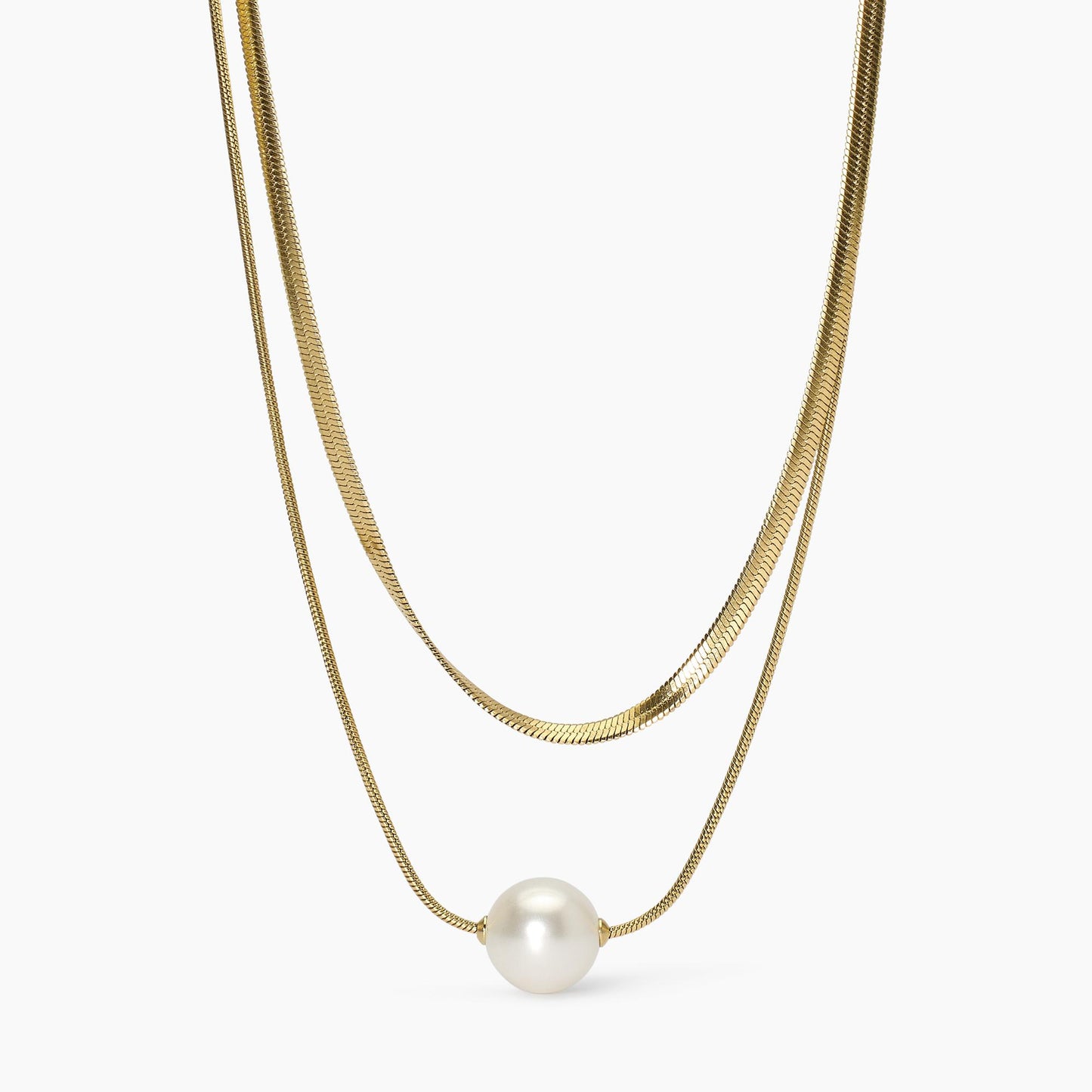 Collana Kidult Style Doppia catena con perla gold