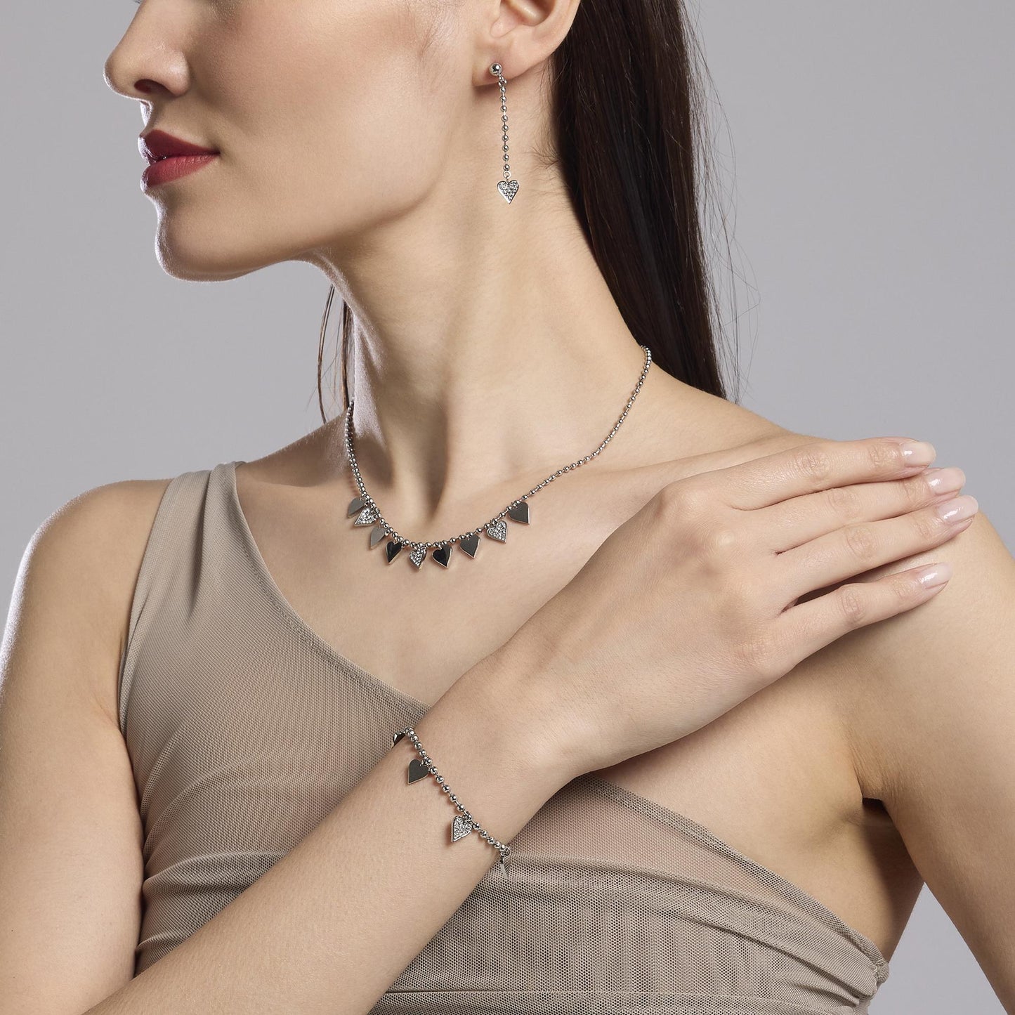 Collana Kidult Style 18 Catena a sfere e cuori