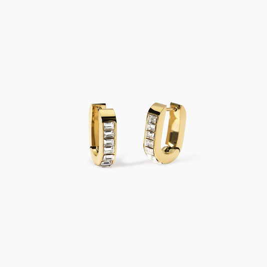 Orecchini Kidult Style 21 Ovali con cristalli baguette gold