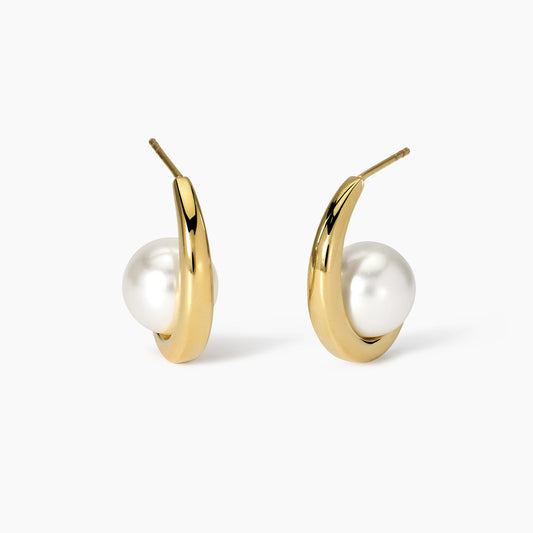 Orecchini Kidult Style 09 Semicerchio gold con perla conchiglia