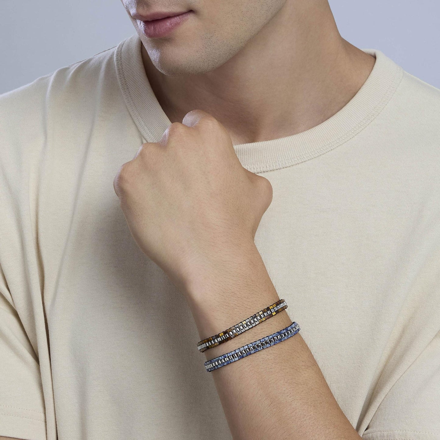 Bracciale Kidult Style uomo Catena veneta e diaspro blu