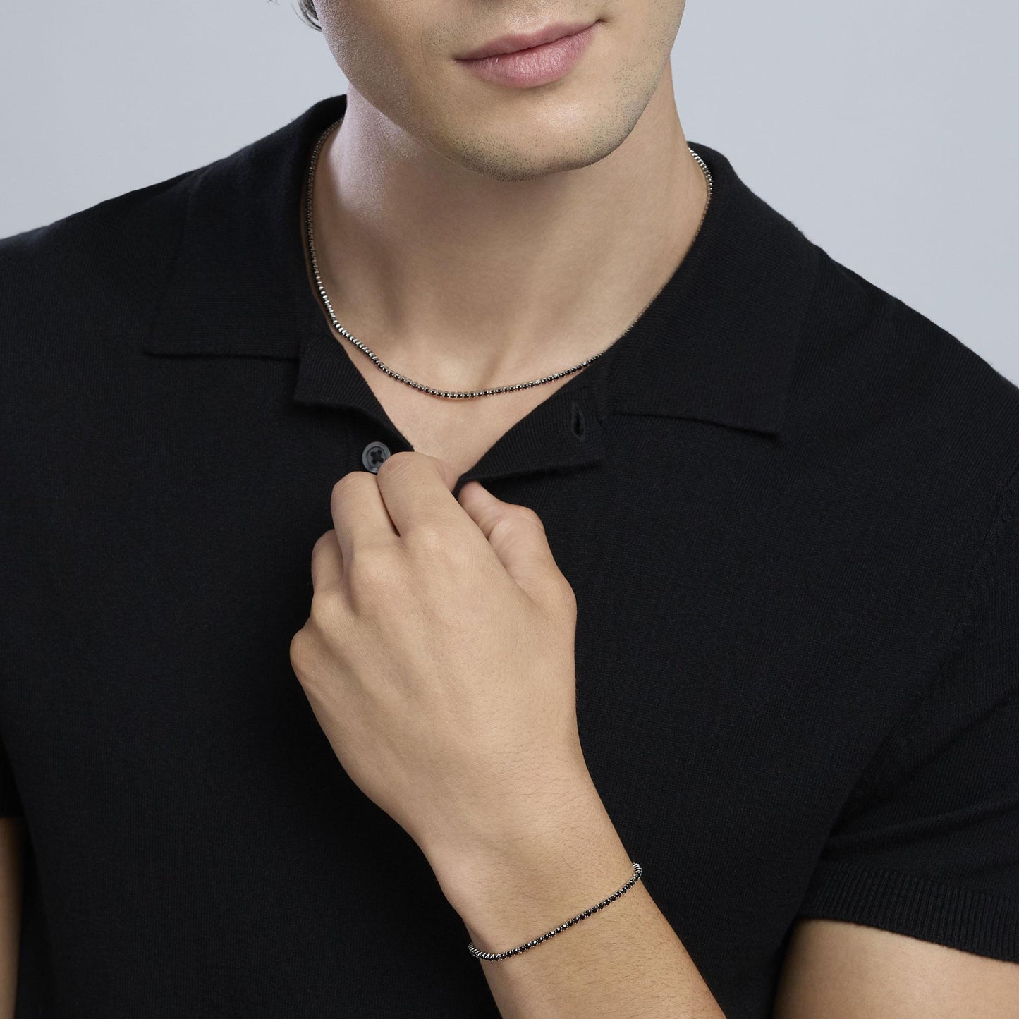 Bracciale Kidult Style uomo Tennis con cristalli neri