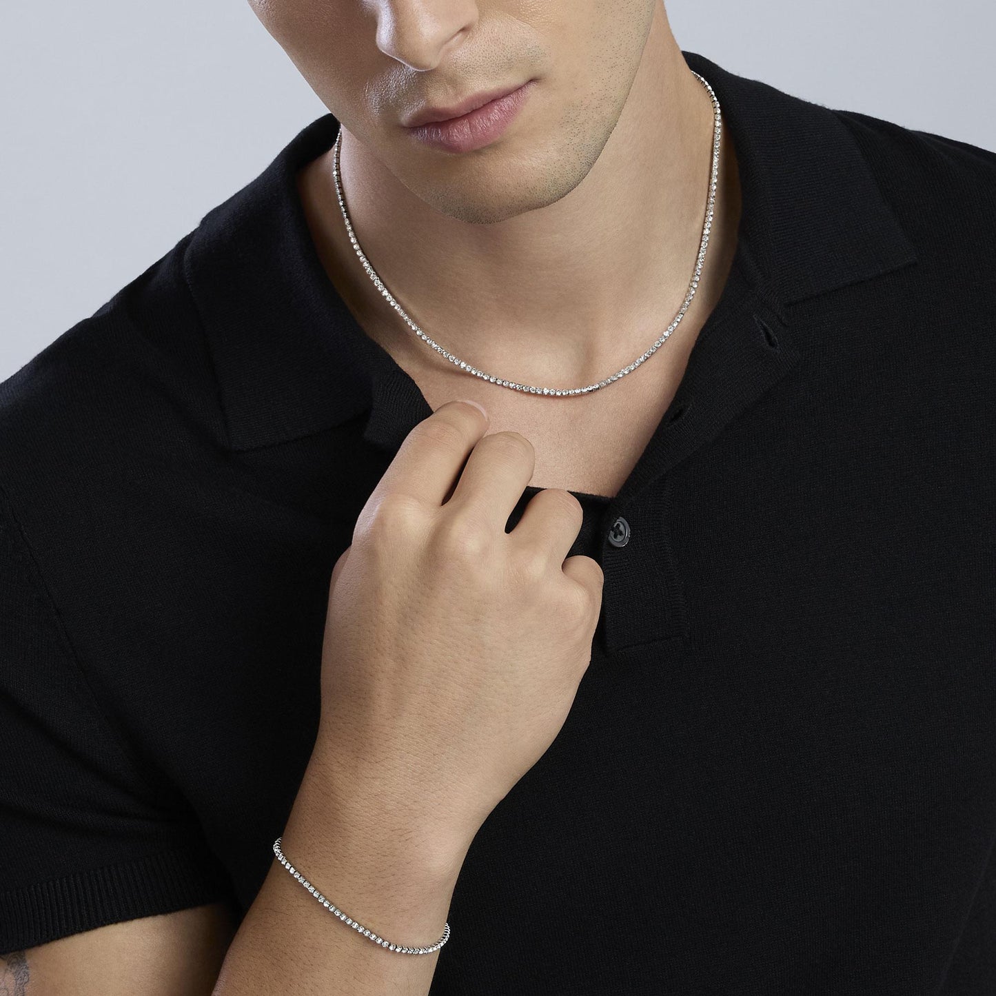 Bracciale Kidult Style uomo Tennis cristalli bianchi