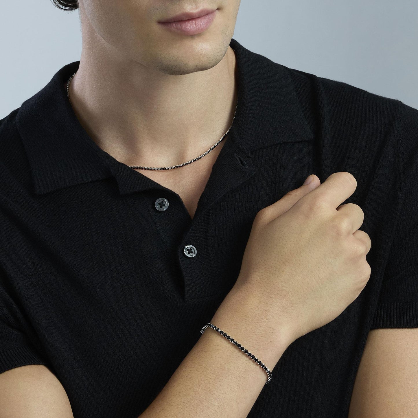 Bracciale Kidult Style uomo Tennis zirconi neri