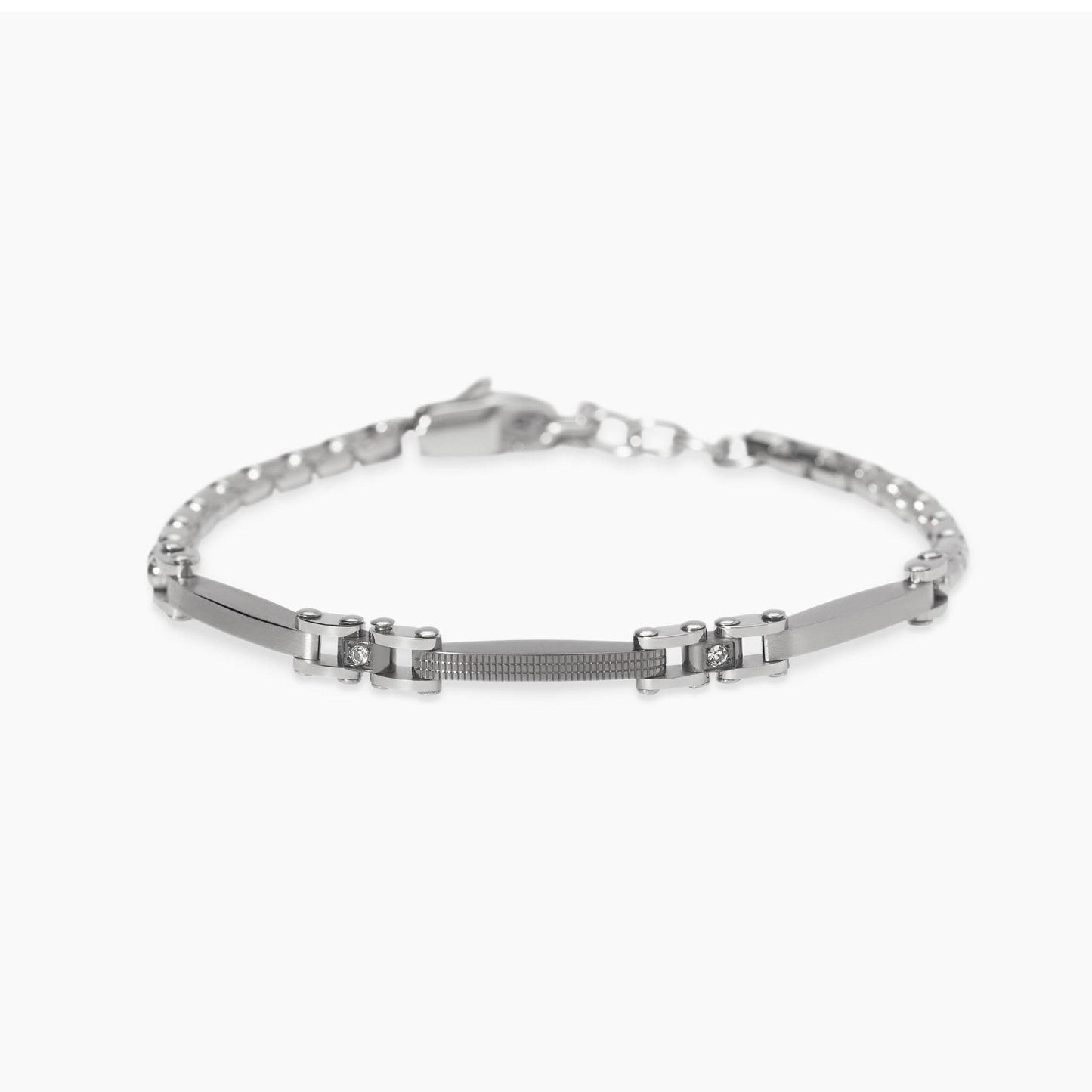 Bracciale Kidult Style uomo Catena veneta con piastrine e cristallini