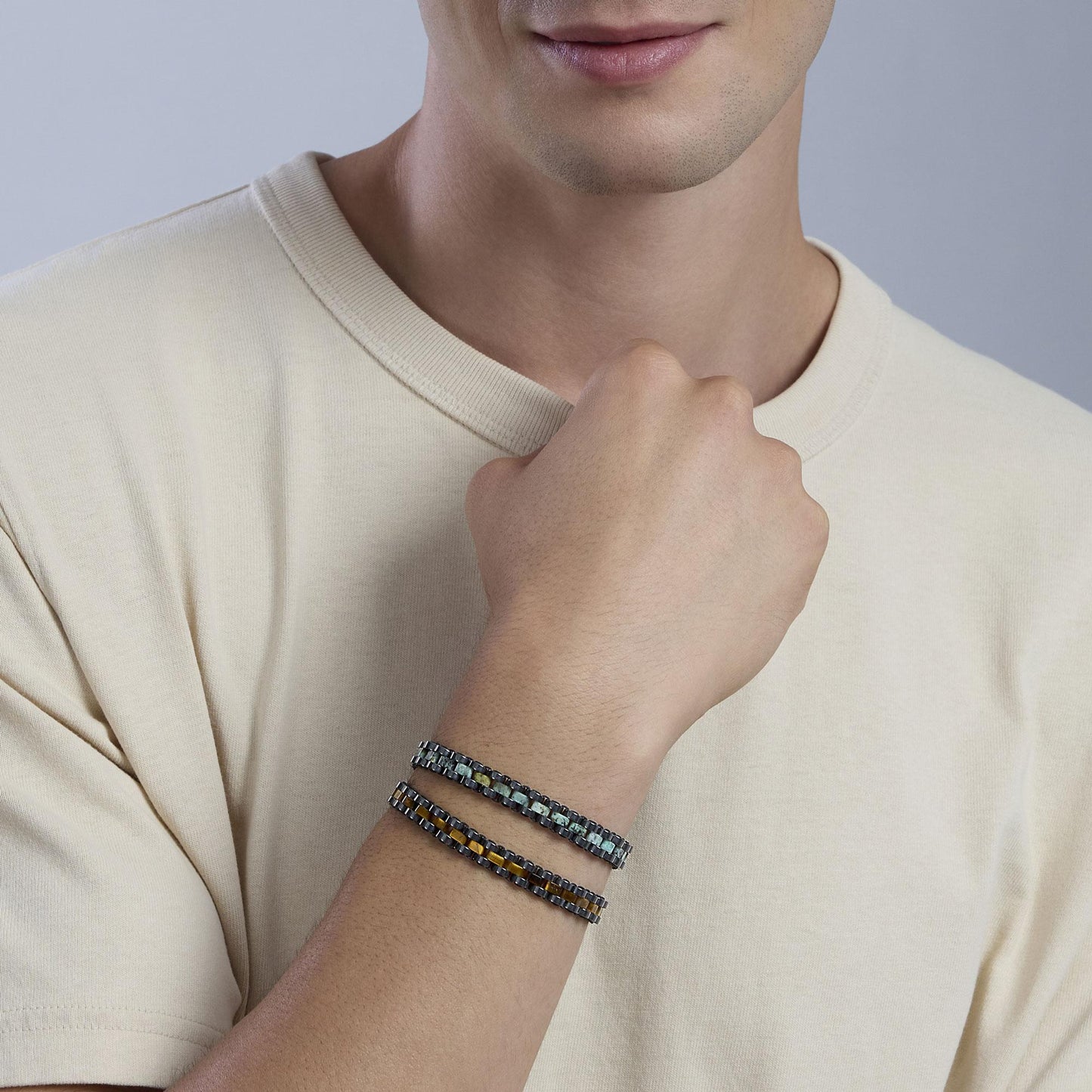Bracciale Kidult Style uomo Ematite ed occhio di tigre