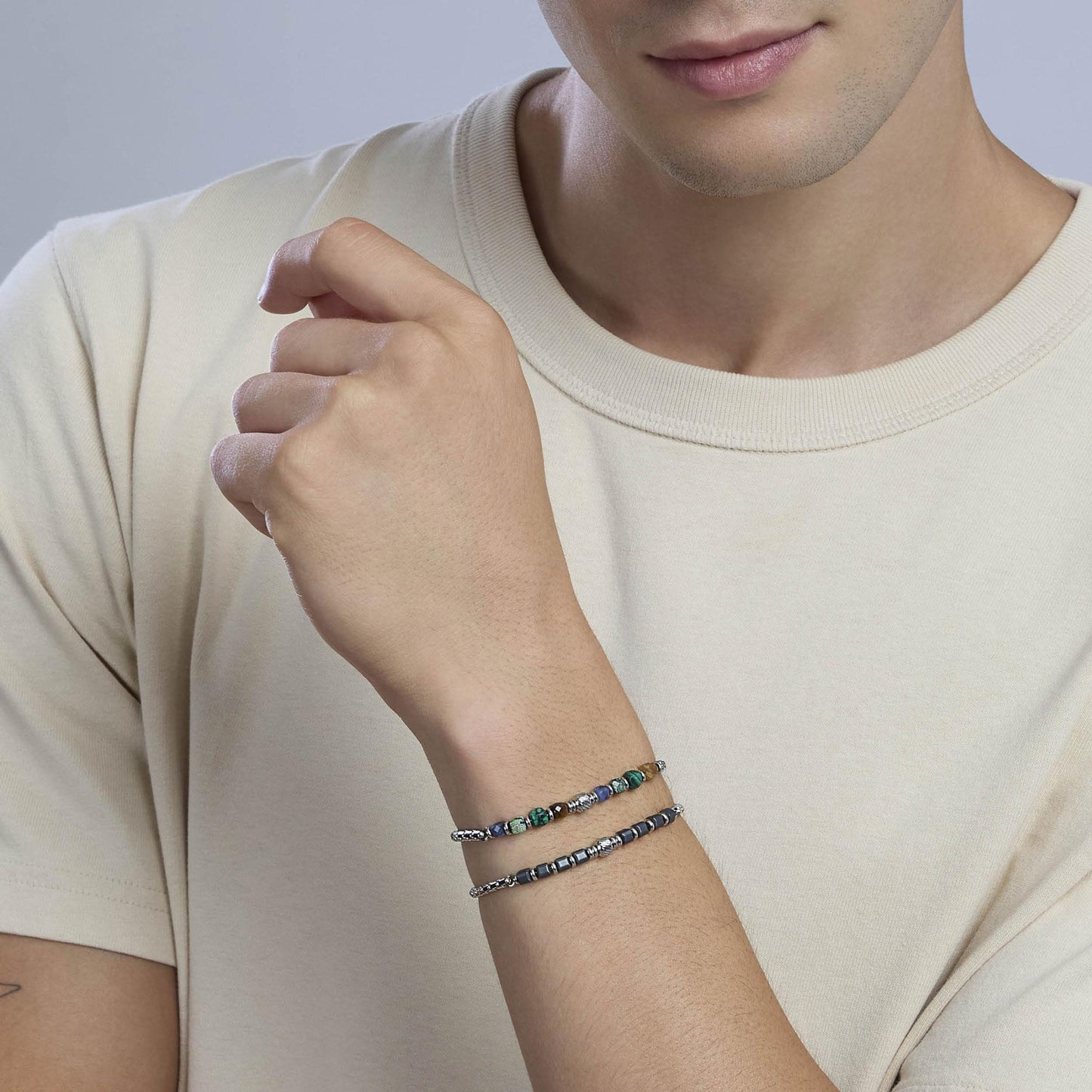 Bracciale Kidult Style uomo Catena veneta e pietre multicolor