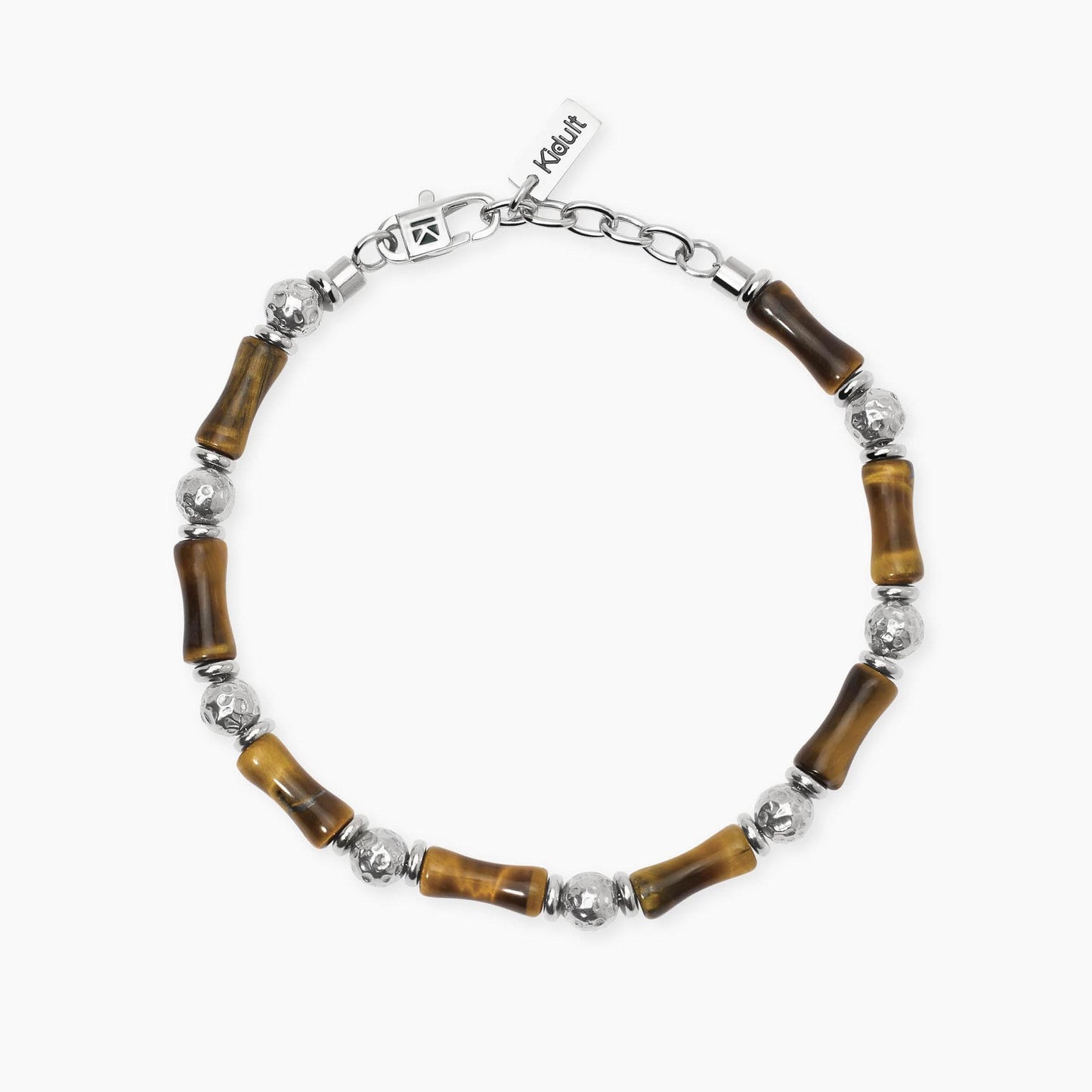 Bracciale Kidult Style uomo Sfere martellate ed occhio di tigre