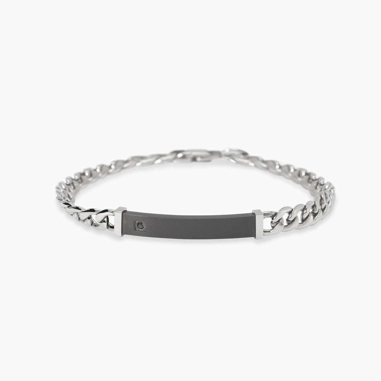 Bracciale Kidult Style uomo Catena e piastrina nera
