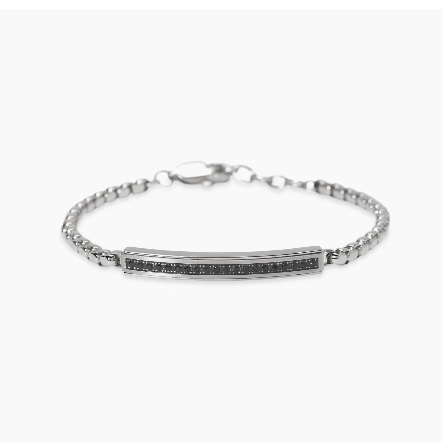Bracciale Kidult Style uomo Catena veneta e cristalli neri