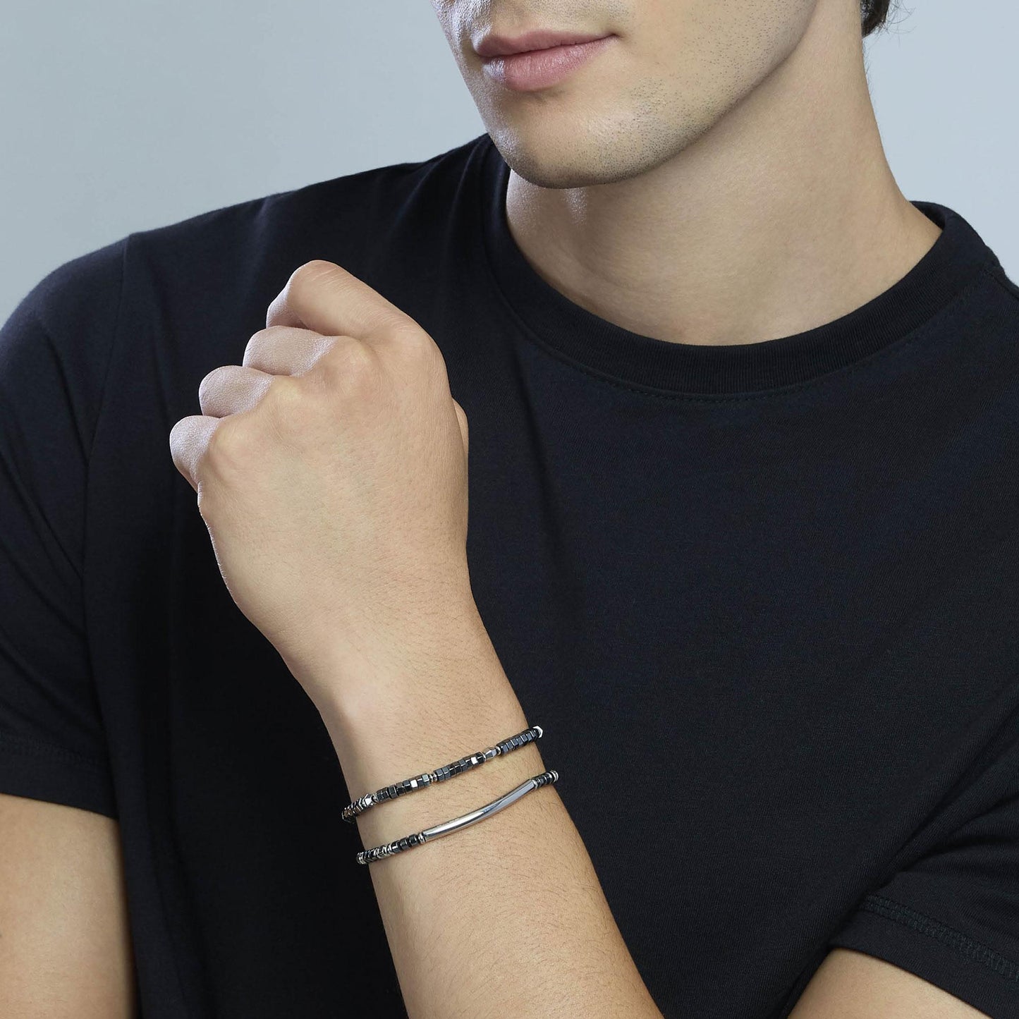 Bracciale Kidult Style uomo Elementi sfaccettati ed ematite