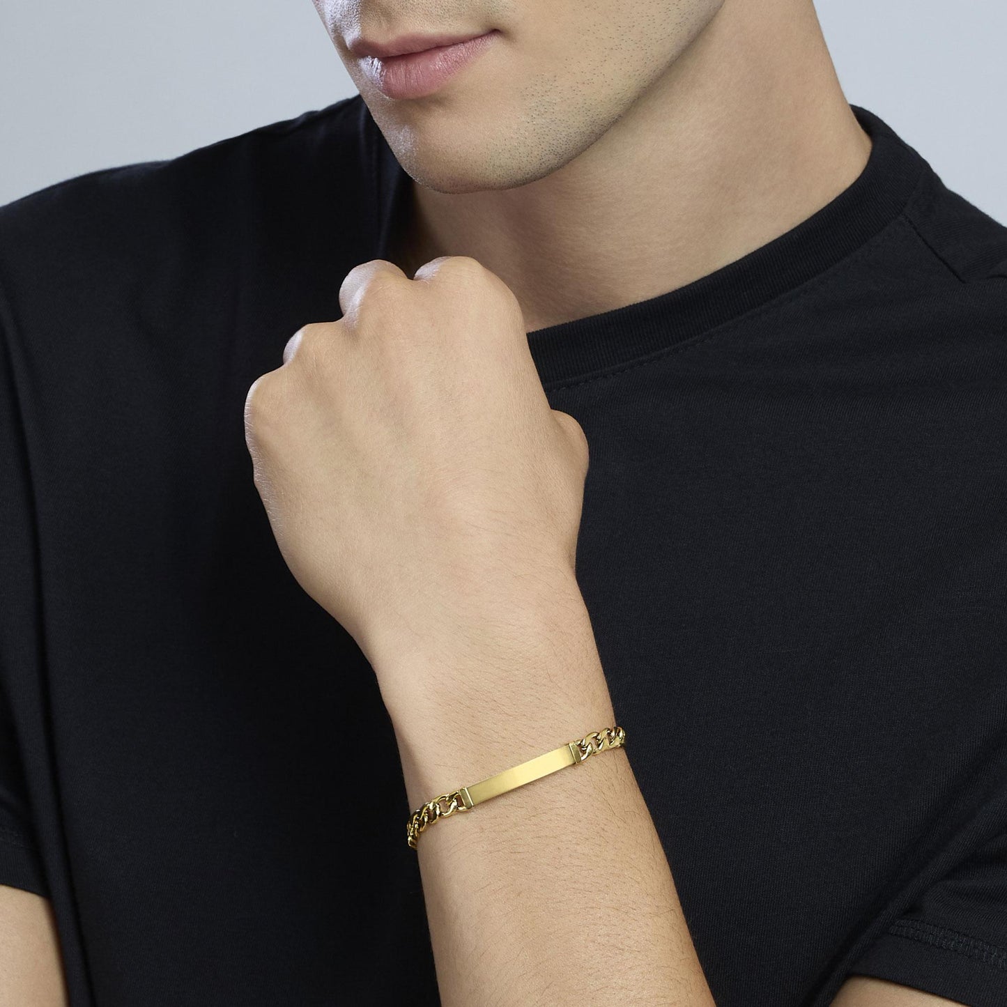 Bracciale Kidult Style uomo Groumette e piastrina gold