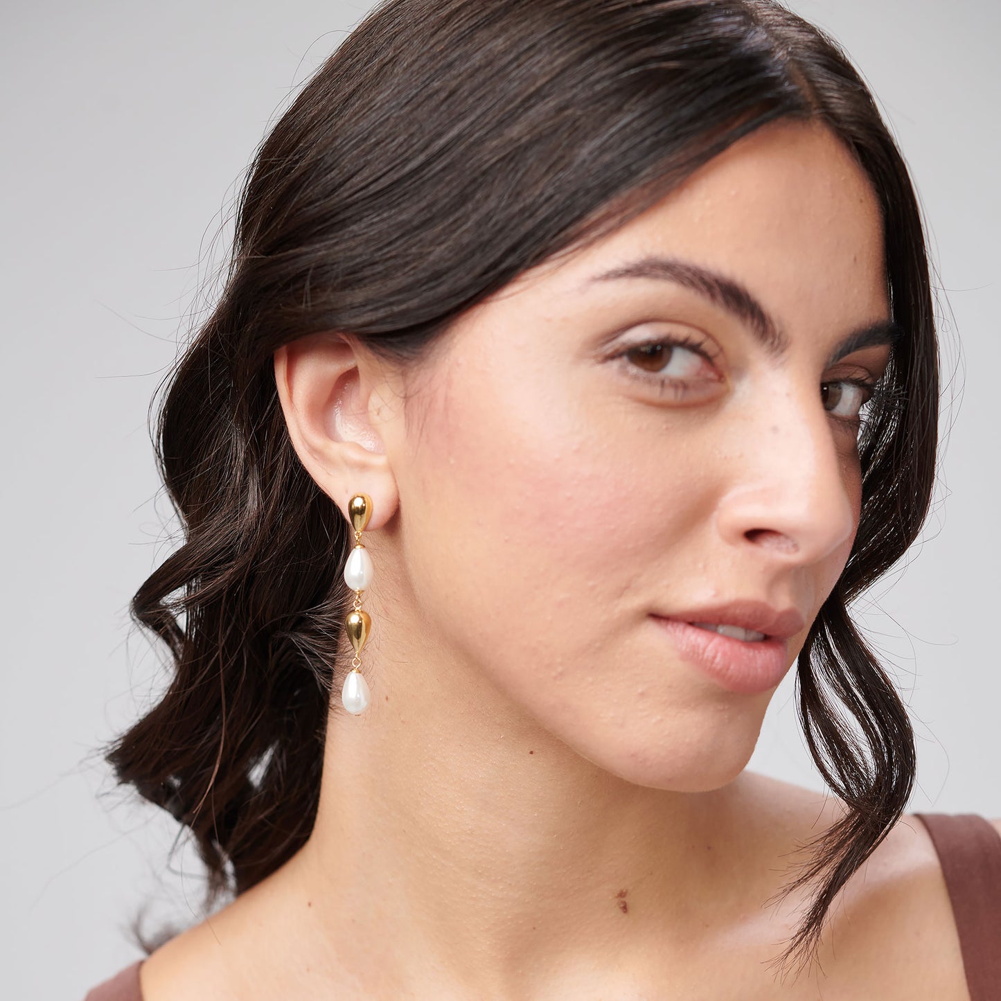 Orecchini pendenti Brosway donna Perfect Perle conchiglia e gocce gold