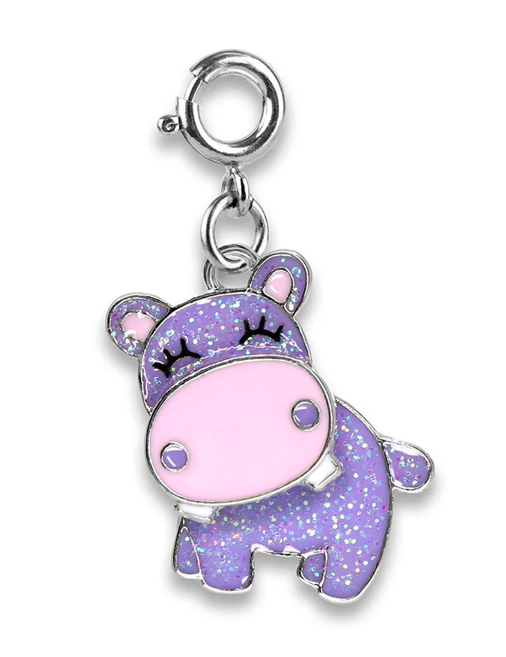 Ciondolo CharmIT! girevole a forma di ippopotamo con glitter
