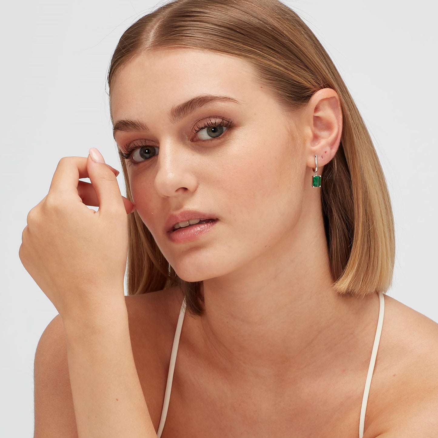 Orecchino argento Fancy life green