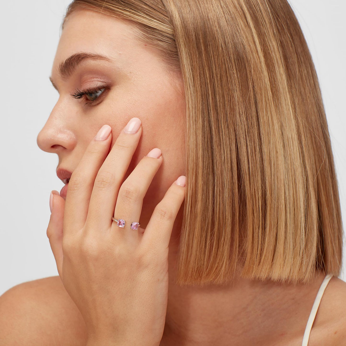 Anello argento Fancy vibrant pink